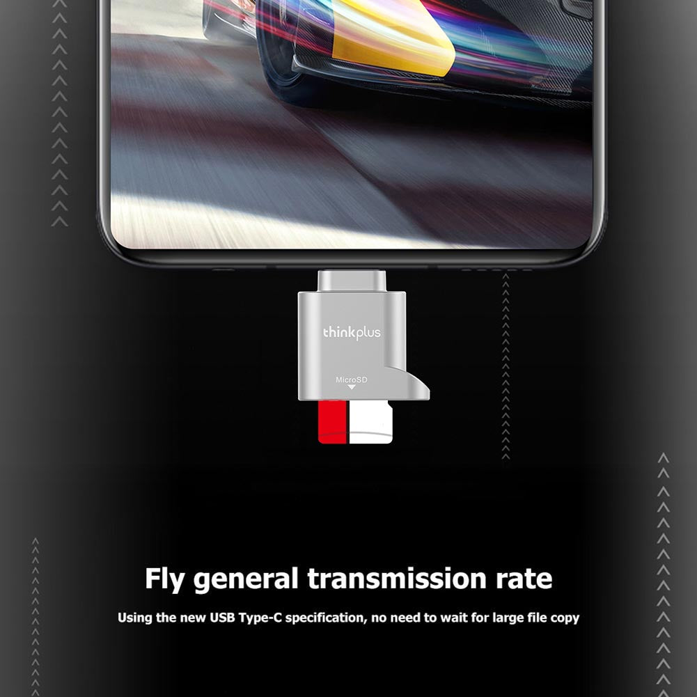 TF Card Reader, Lenovo Thinkplus, USB C Type-C, Memory Card Mini Metal, Adapter For Type C Phone