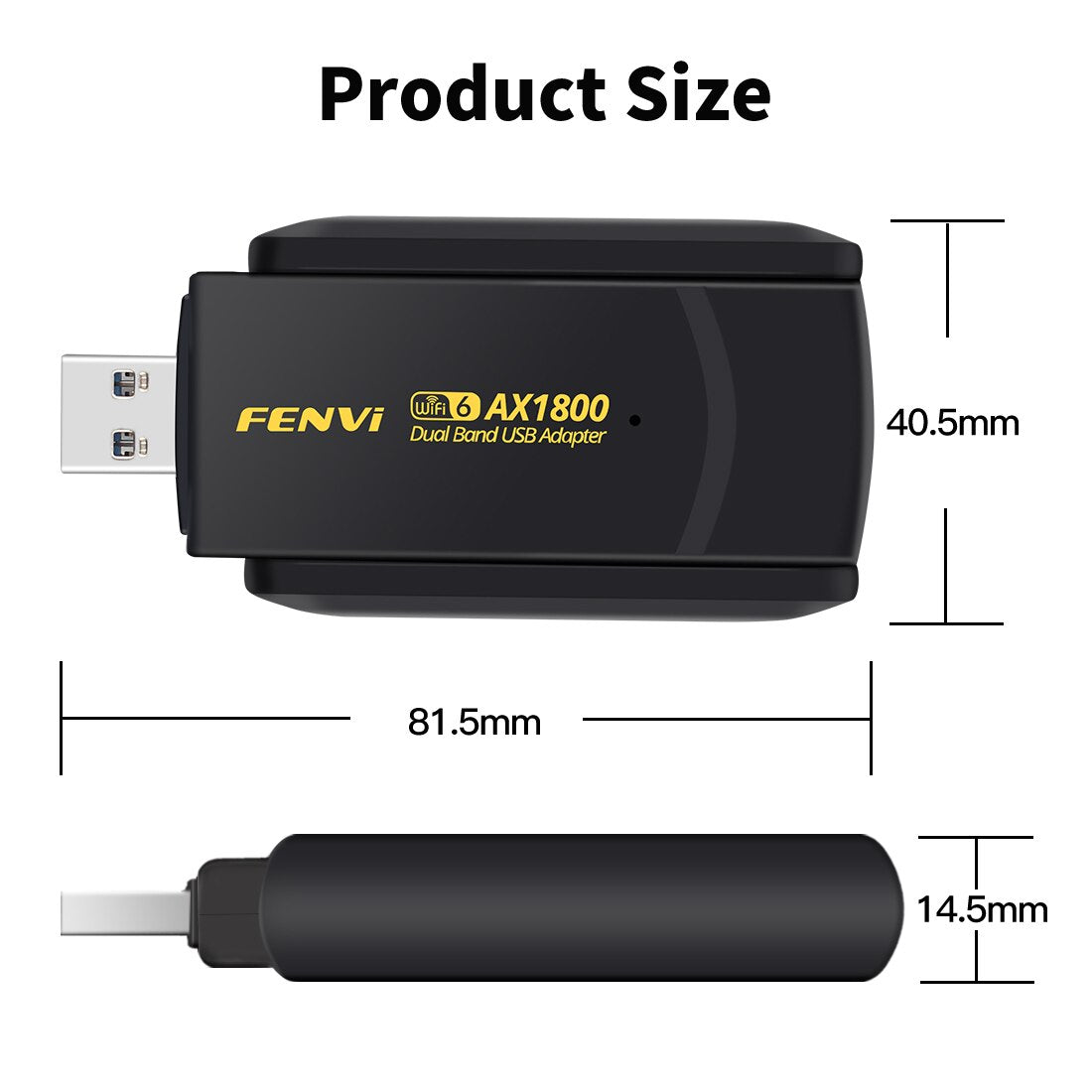 Dual Band 2.4G 5Ghz WiFi Receiver, 1800Mbps WiFi 6 USB Adapter, USB 3.0 Dongle Network Card for Laptop PC
