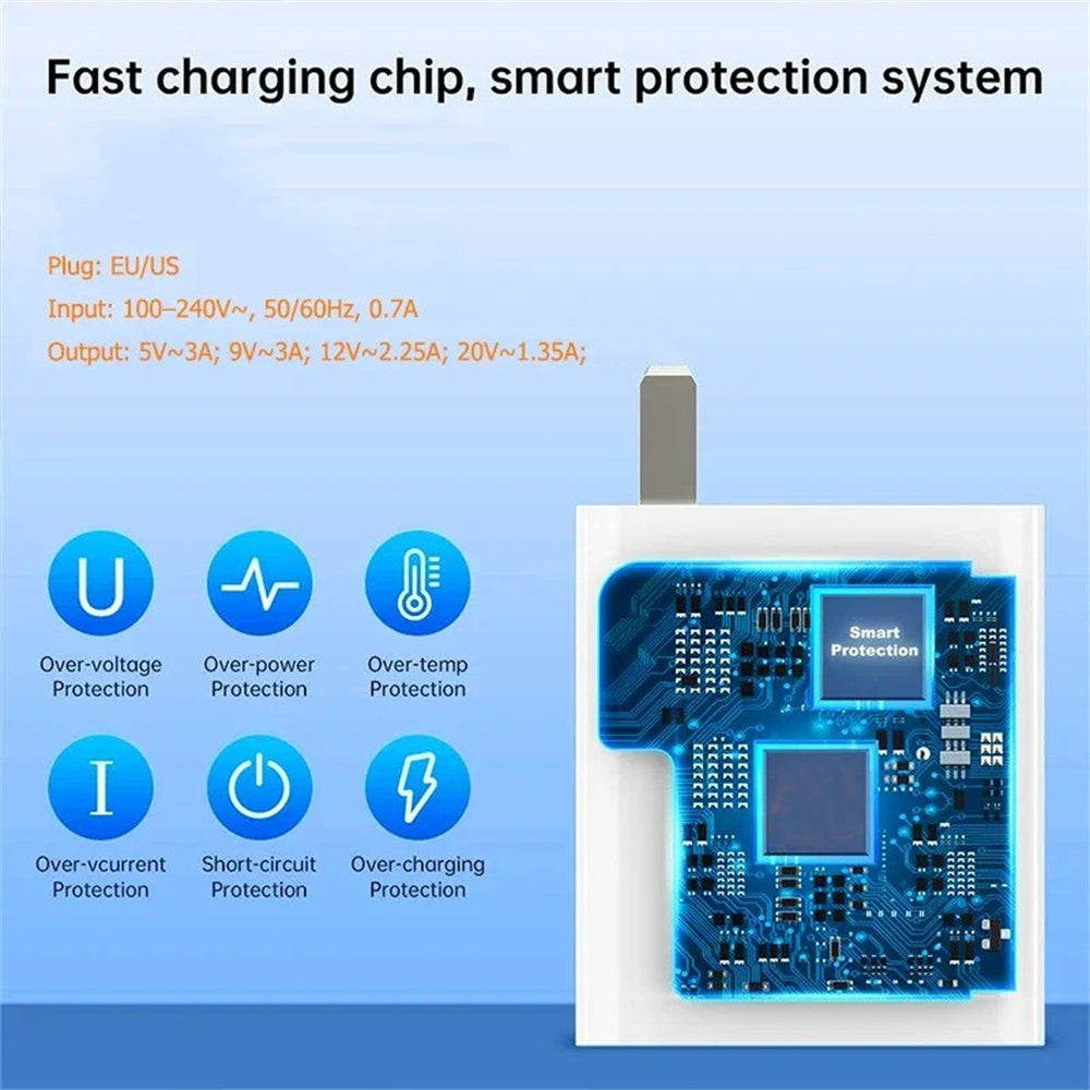 Wall Charger 6A USB Charger 33W Fast Charging Type C Cable EU US Plug Quick Charge Phone Adapter Fo 4