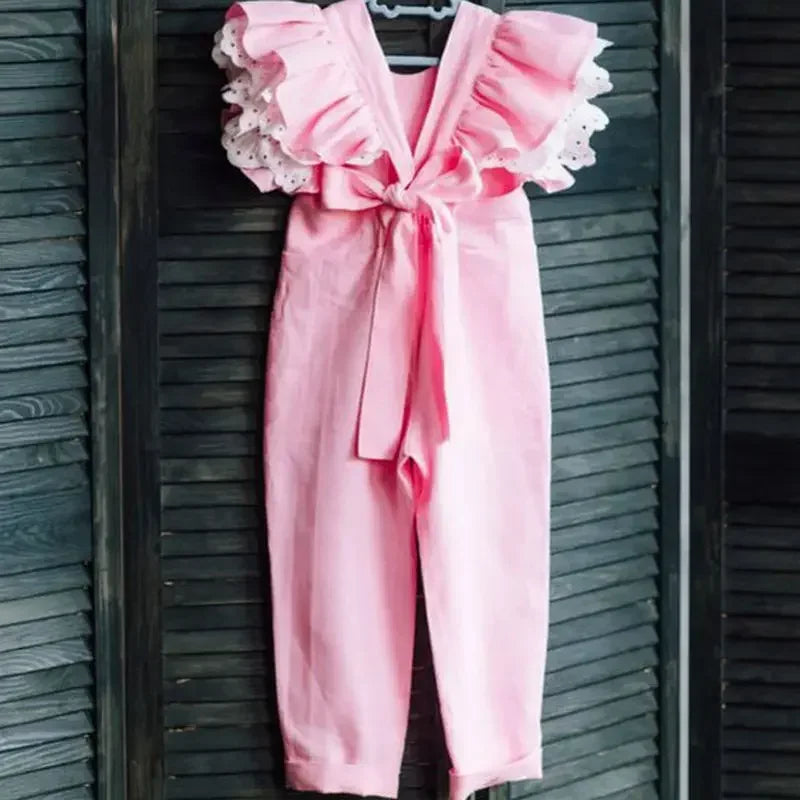 Princess Costume Jumpsuit, Ruffle Sleeve Overalls for Toddler Girls, Summer Baby Bodysuit, Party and Wedding Clothing