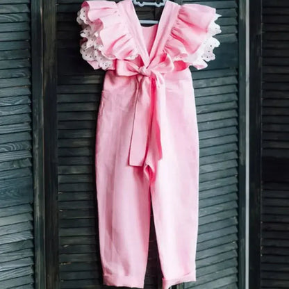 Princess Costume Jumpsuit, Ruffle Sleeve Overalls for Toddler Girls, Summer Baby Bodysuit, Party and Wedding Clothing