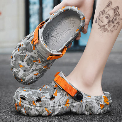 Mens Summer Outdoor Beach Sandals Clogs, Camouflage Platform Aqua Shoes, Soft EVA Slippers, Indoor Home Slides