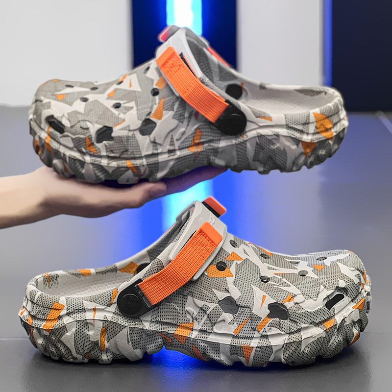 Mens Summer Outdoor Beach Sandals Clogs, Camouflage Platform Aqua Shoes, Soft EVA Slippers, Indoor Home Slides