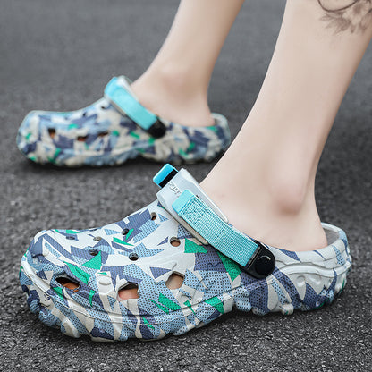 Mens Summer Outdoor Beach Sandals Clogs, Camouflage Platform Aqua Shoes, Soft EVA Slippers, Indoor Home Slides