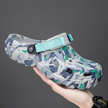 Mens Summer Outdoor Beach Sandals Clogs, Camouflage Platform Aqua Shoes, Soft EVA Slippers, Indoor Home Slides
