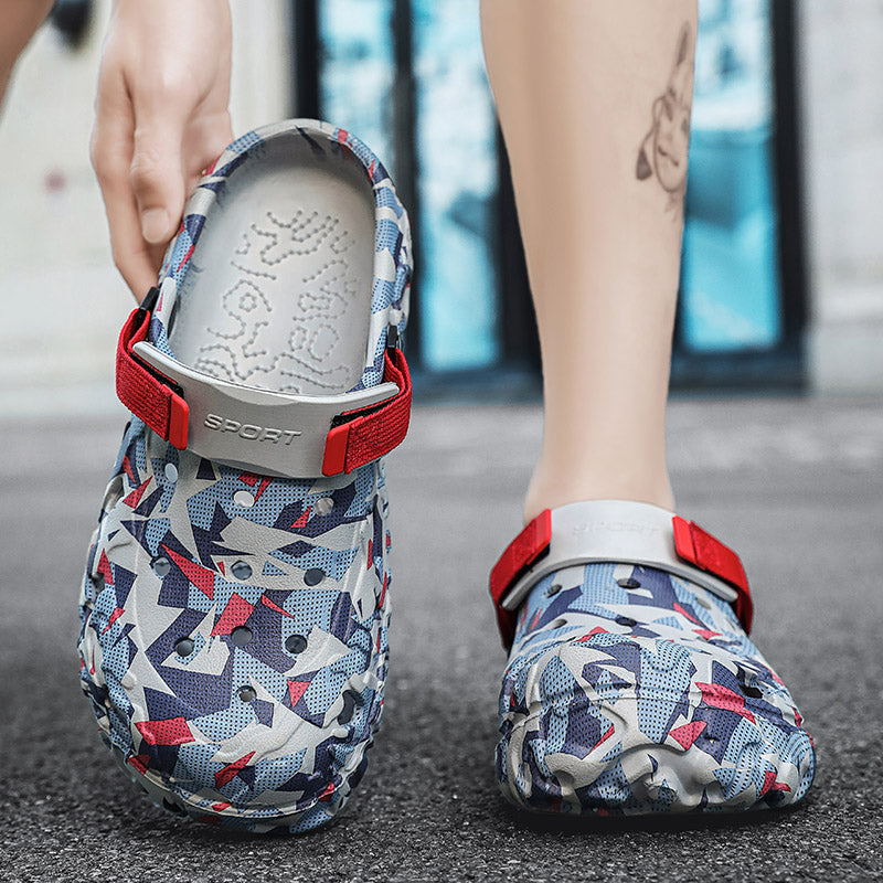 Mens Summer Outdoor Beach Sandals Clogs, Camouflage Platform Aqua Shoes, Soft EVA Slippers, Indoor Home Slides