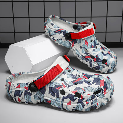 Mens Summer Outdoor Beach Sandals Clogs, Camouflage Platform Aqua Shoes, Soft EVA Slippers, Indoor Home Slides