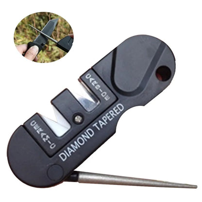 4-in-1 Portable Knife Sharpener,Tungsten,Ceramic & Carbide Rod Whetstone for Camping,Fishing &Hiking,Pocket Diamond tool