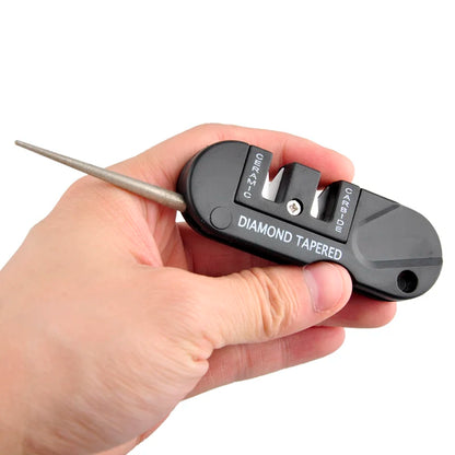 4-in-1 Portable Knife Sharpener,Tungsten,Ceramic & Carbide Rod Whetstone for Camping,Fishing &Hiking,Pocket Diamond tool
