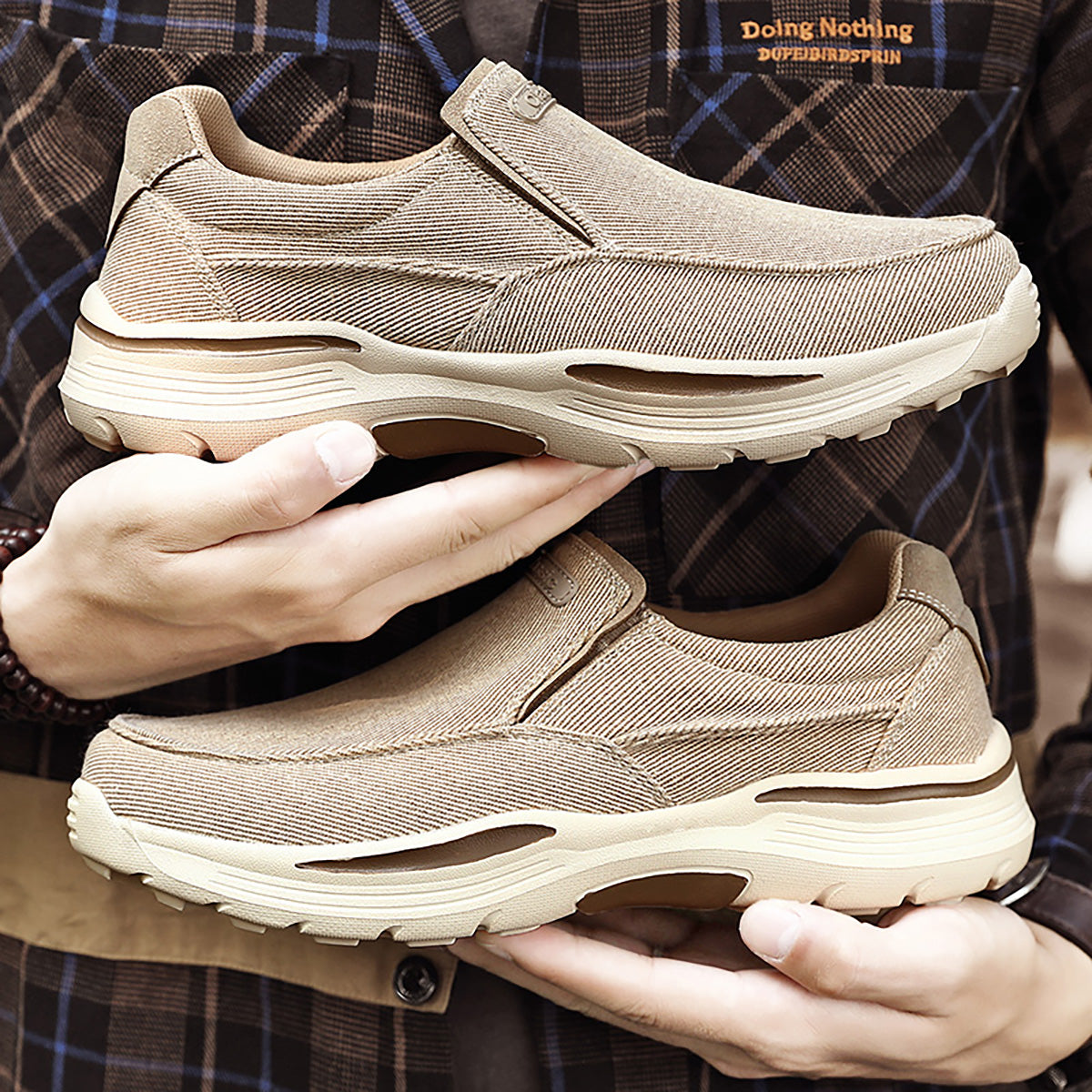 Mens Casual Shoes Canvas Breathable Loafers Comfortable Outdoor Walking Sneakers Classic Loafers Fo 4