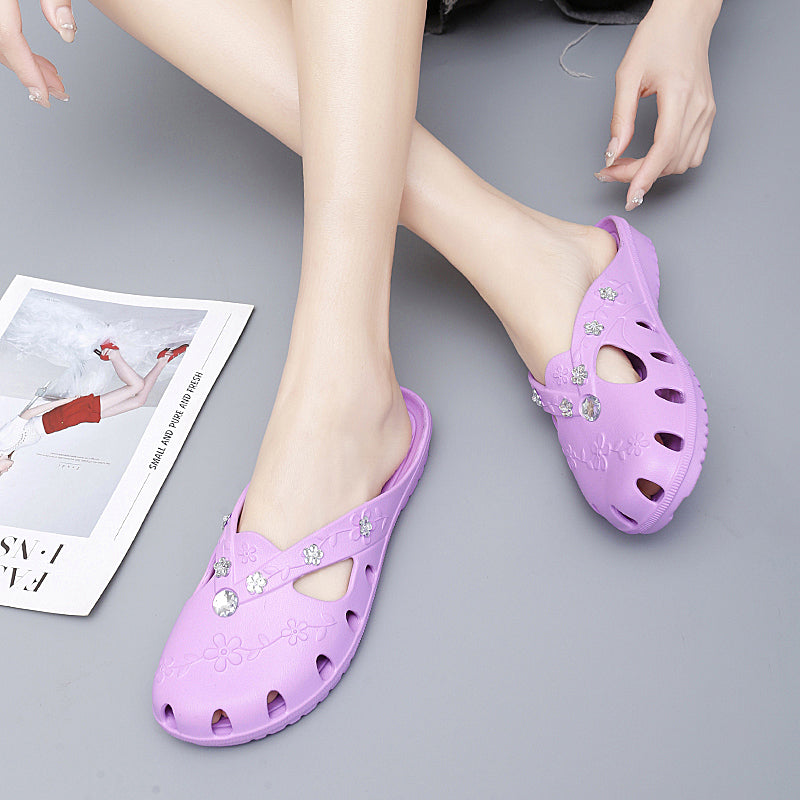 Women Jelly Slippers Fashion Breathable Outdoor Platform Slippers Baotou Roma Hole Shoes For Indoor 3