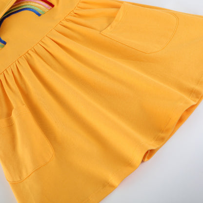 Rainbow Sweater Dress for Girls, Long Sleeve Cotton Party Dress, Jumping Meters 2025, Autumn Winter Childrens Clothing,