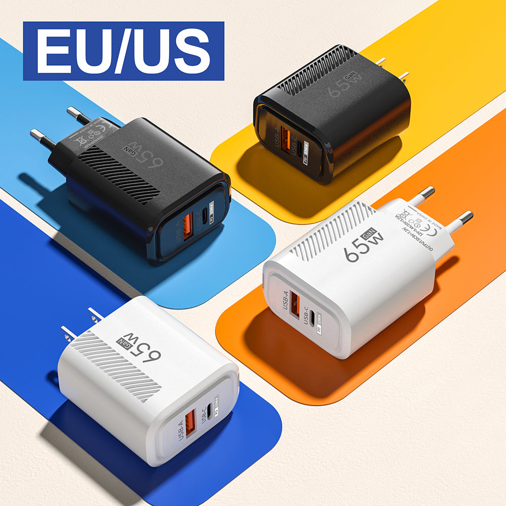Quick Charging Type C Wall Charger 65W GaN USB C Fast Charger Phone Charger Adapter For IPhone Sams 3