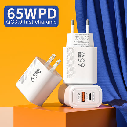 Quick Charging Type C Wall Charger 65W GaN USB C Fast Charger Phone Charger Adapter For IPhone Sams 4