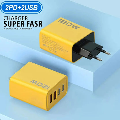 USB Phone Charger Adapter Total 120W USB Type C Charger 4 Port Fast Charging Quick Charge Wall Char 1