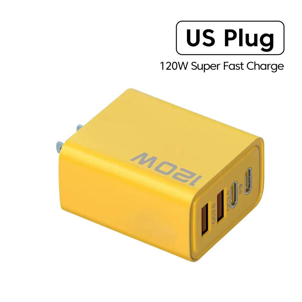 USB Phone Charger Adapter Total 120W USB Type C Charger 4 Port Fast Charging Quick Charge Wall Char 5