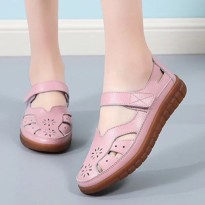 Summer Women Sandals Comfortable Ladies Girls Ankle Hollow Round Toe Sandals Soft Beach Sole Casual Female Shoes