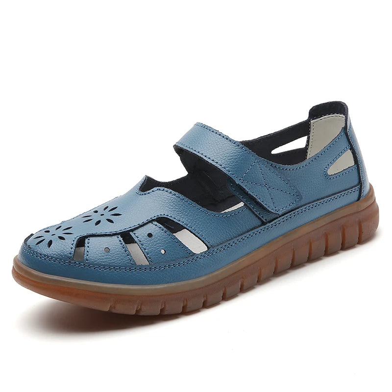 Summer Women Sandals Comfortable Ladies Girls Ankle Hollow Round Toe Sandals Soft Beach Sole Casual 7