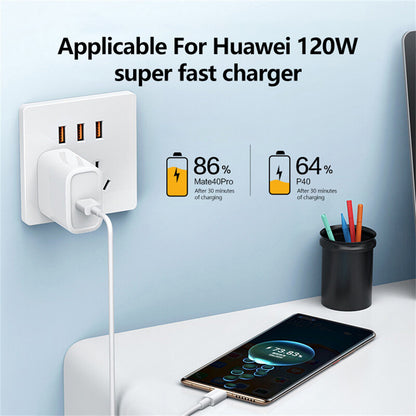 Quick Charge USB C Phone Charger, 10A 120W USB Type C Cable, Fast Charging Wire, Huawei Mate 40 Honor Xiaomi Samsung