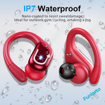 Bluetooth Earbuds with ENC Noise Canceling Mic, Wireless Headphones Sport, Earhooks