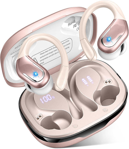 Bluetooth Earbuds with ENC Noise Canceling Mic, Wireless Headphones Sport, Earhooks