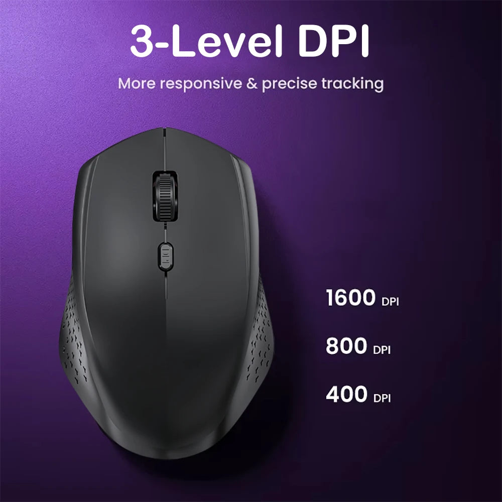 Dual-Mode Wireless Mouse, Bluetooth 5.2 Mouse, Silent Rechargeable Gaming Mouse, 1600DPI for Laptop Computer