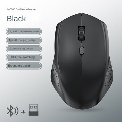 Dual-Mode Wireless Mouse, Bluetooth 5.2 Mouse, Silent Rechargeable Gaming Mouse, 1600DPI for Laptop Computer