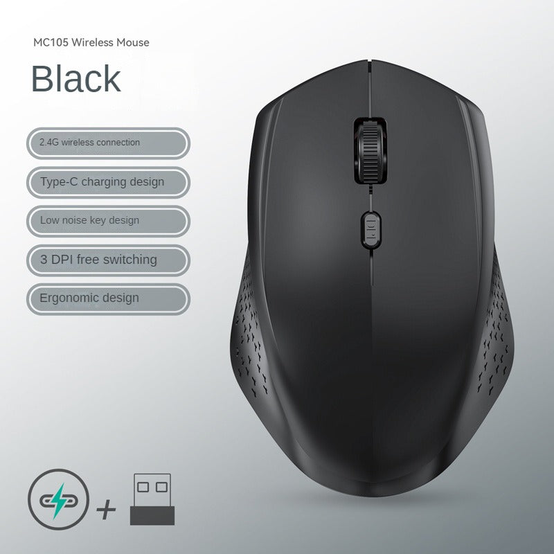 Dual-Mode Wireless Mouse, Bluetooth 5.2 Mouse, Silent Rechargeable Gaming Mouse, 1600DPI for Laptop Computer