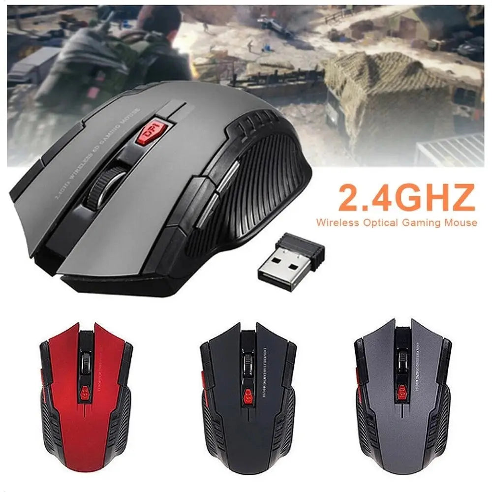 2.4GHz Wireless Optical Mouse, USB Receiver, 6 Button, Portable, Wireless Mouse for Laptops