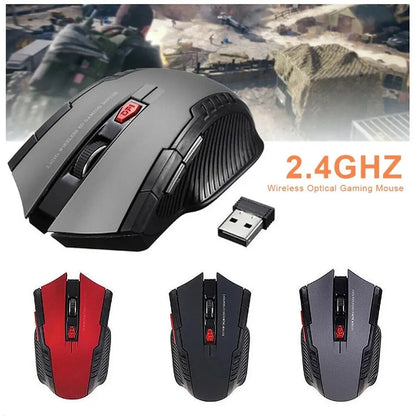 2.4GHz Wireless Optical Mouse, USB Receiver, 6 Button, Portable, Wireless Mouse for Laptops
