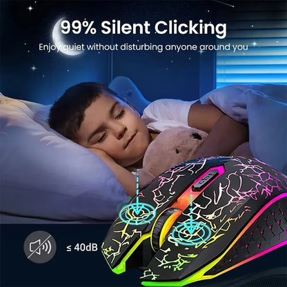 Dual-Mode Gaming Mouse, Bluetooth 5.2 Mouse, RGB 2.4G Wireless Mouse, 6 Buttons, Silent Mouse for MacBook, Tablet