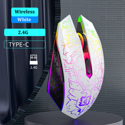 Dual-Mode Gaming Mouse, Bluetooth 5.2 Mouse, RGB 2.4G Wireless Mouse, 6 Buttons, Silent Mouse for MacBook, Tablet