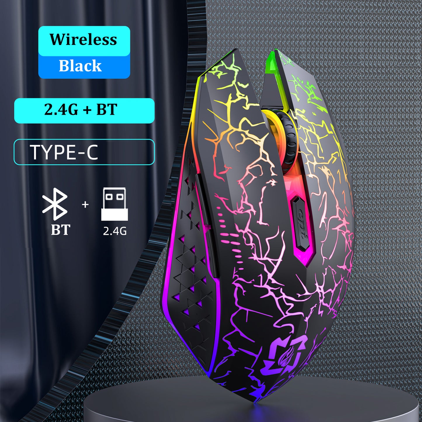 Dual-Mode Gaming Mouse, Bluetooth 5.2 Mouse, RGB 2.4G Wireless Mouse, 6 Buttons, Silent Mouse for MacBook, Tablet