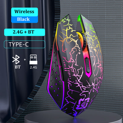 Dual-Mode Gaming Mouse, Bluetooth 5.2 Mouse, RGB 2.4G Wireless Mouse, 6 Buttons, Silent Mouse for MacBook, Tablet