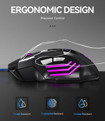 RGB Backlit Ergonomic Gaming Mice 7D New Hyperspeed USB Gaming Mouse Esports Wired Mouse For Laptop 3
