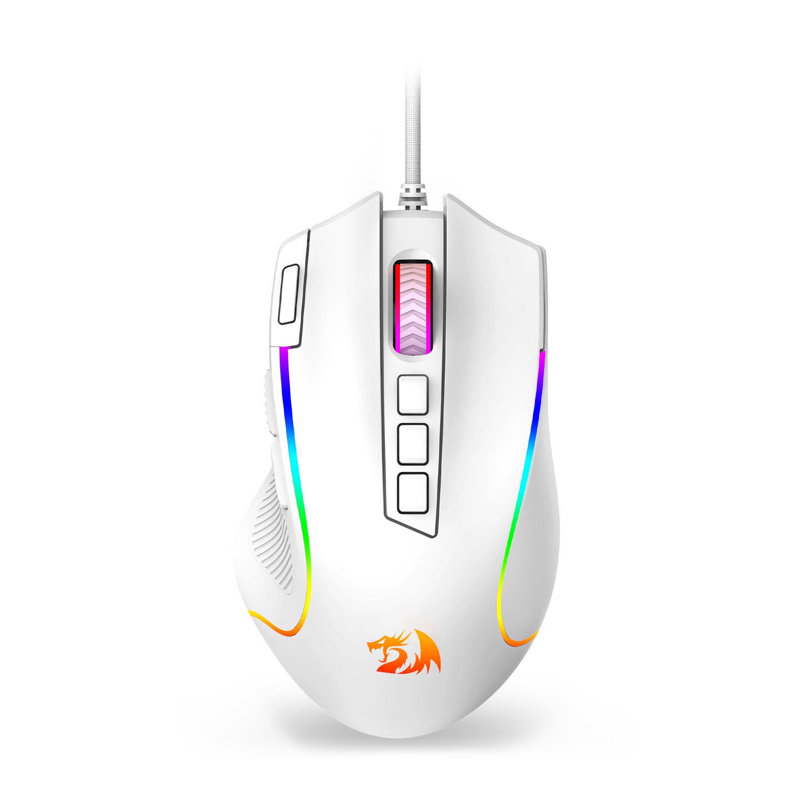 8000 DPI Wired Optical Redragon M612 Predator RGB Gaming Mouse, White, 11 Programmable Buttons