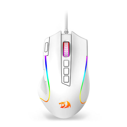 8000 DPI Wired Optical Redragon M612 Predator RGB Gaming Mouse, White, 11 Programmable Buttons