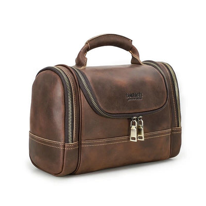 Mens Business Travel Leather Toiletry Bag 6