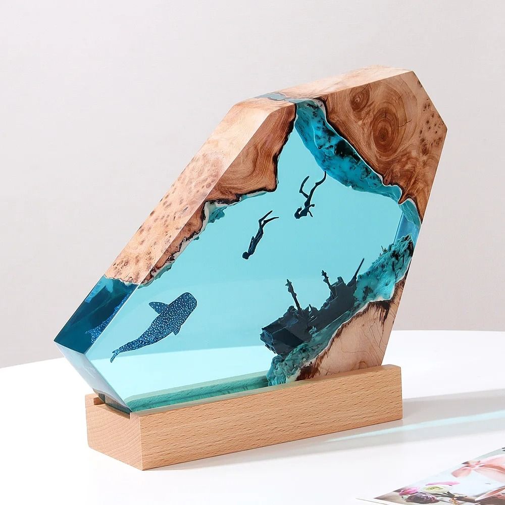 Ocean Resin Diorama Night Lamp Epoxy Table Decor 3