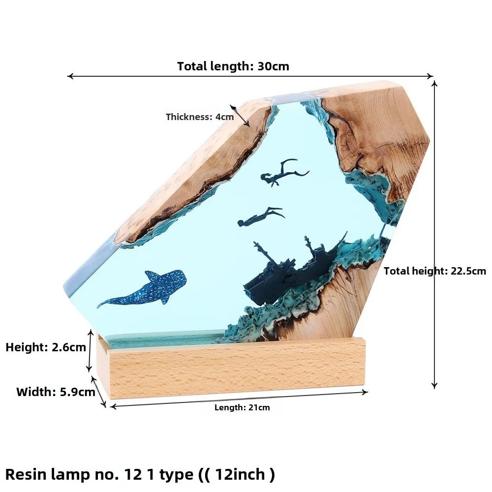 Ocean Resin Diorama Night Lamp Epoxy Table Decor 4