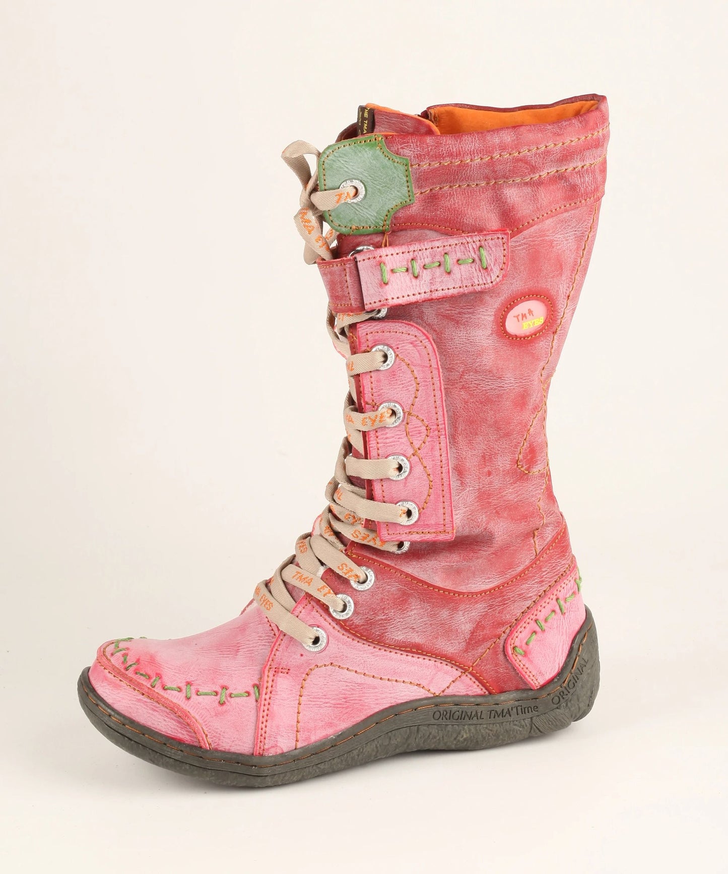 Womens Long Warm Leather Winter Boots With Hand Stitched Design 10