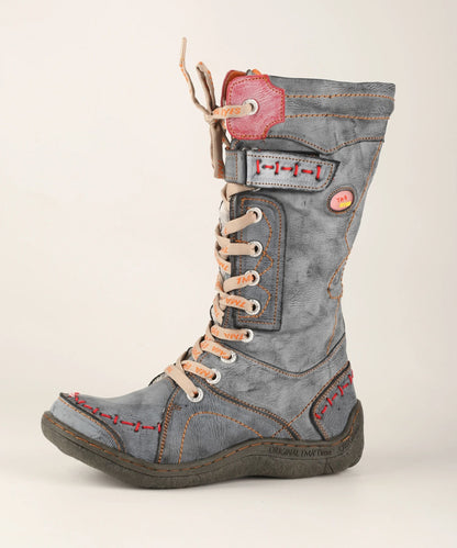 Womens Long Warm Leather Winter Boots With Hand Stitched Design 5