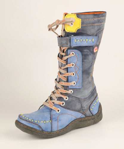 Womens Long Warm Leather Winter Boots With Hand Stitched Design 6