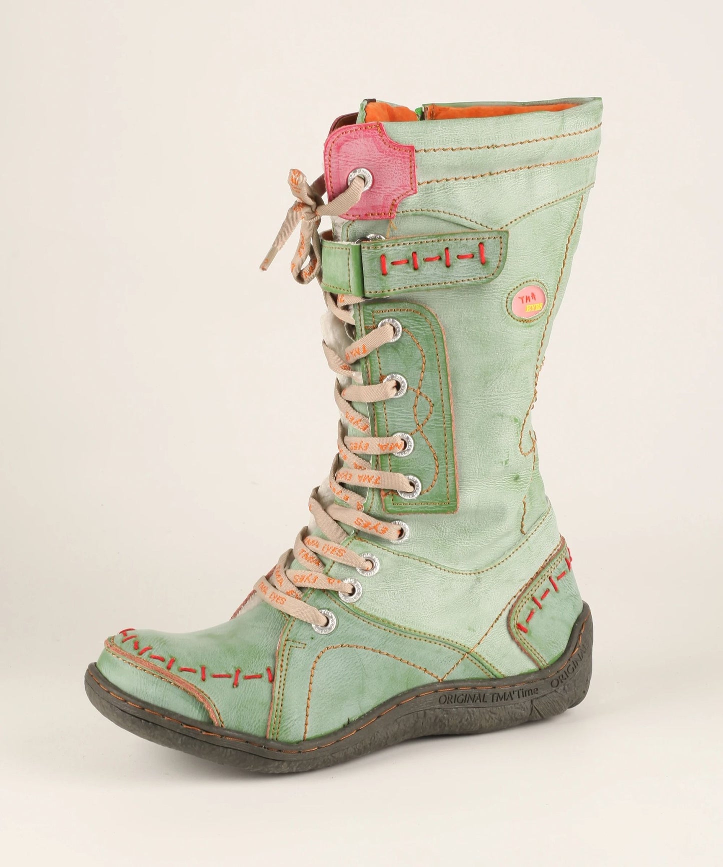 Womens Long Warm Leather Winter Boots With Hand Stitched Design 7