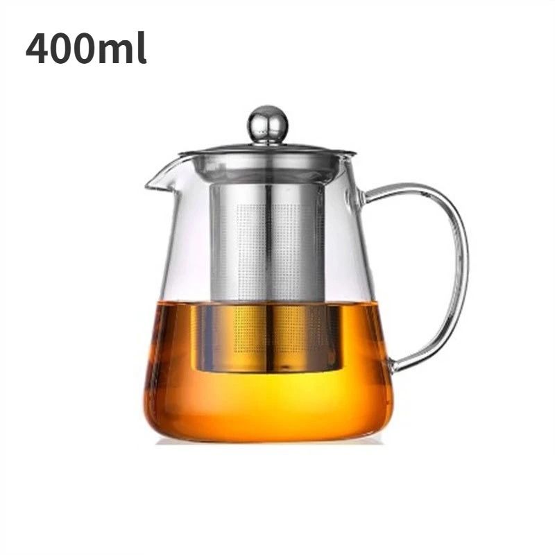 Heat Resistant Glass Teapot With Stainless Steel Infuser 6