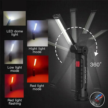 COB LED Work Light USB Rechargeable With Magnetic Hook  Power Bank 1
