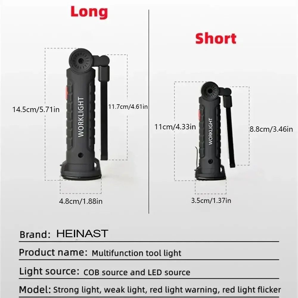 COB LED Work Light USB Rechargeable With Magnetic Hook  Power Bank 5