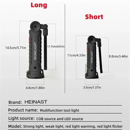 COB LED Work Light USB Rechargeable With Magnetic Hook  Power Bank 5