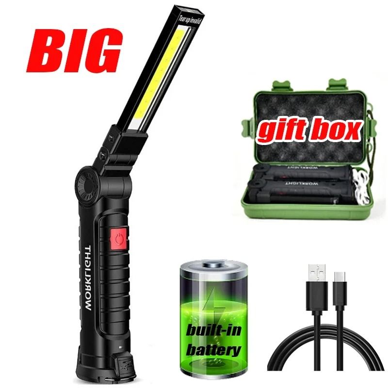 COB LED Work Light USB Rechargeable With Magnetic Hook  Power Bank 9