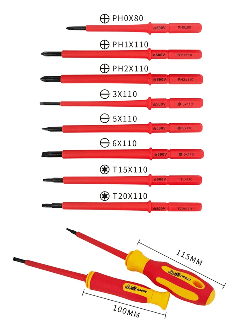 Insulated Screwdriver Set 10 Piece VDE Magnetic Interchangeable Blades With Case 2